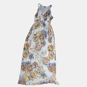 Lascana For Venus‎ Paisley Maxi Dress S Smocked Waist Boho Beach Coastal Resort